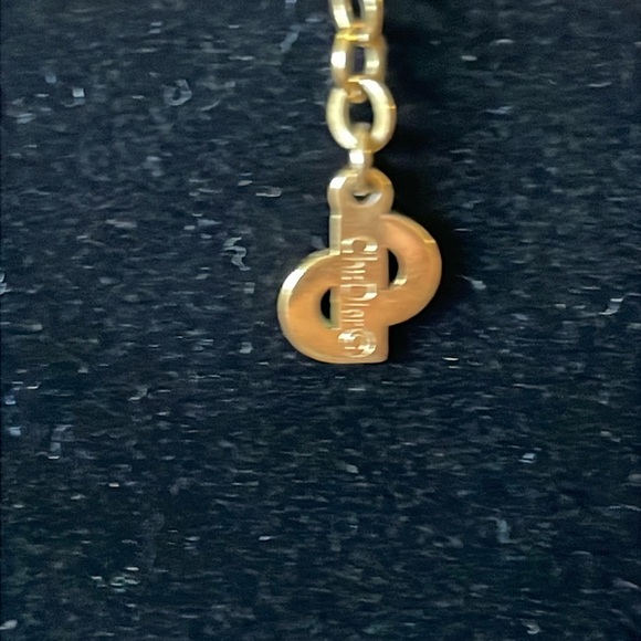 Christian Dior V Motif Rhinestone Elegant Gold Tone Necklace - Picture 9 of 9